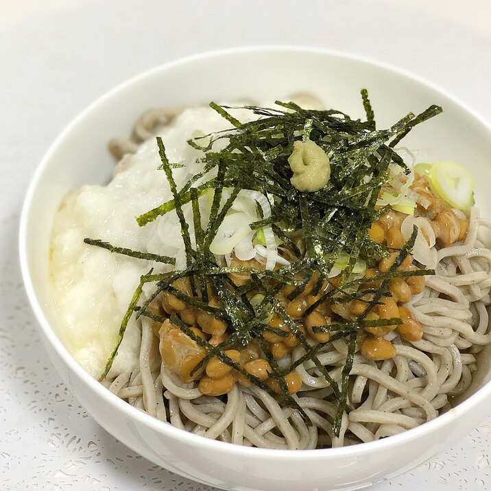 納豆ととろろの冷やし蕎麦☆アレンジ蕎麦☆